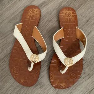 Tory Burch Thong Sandals - White Leather